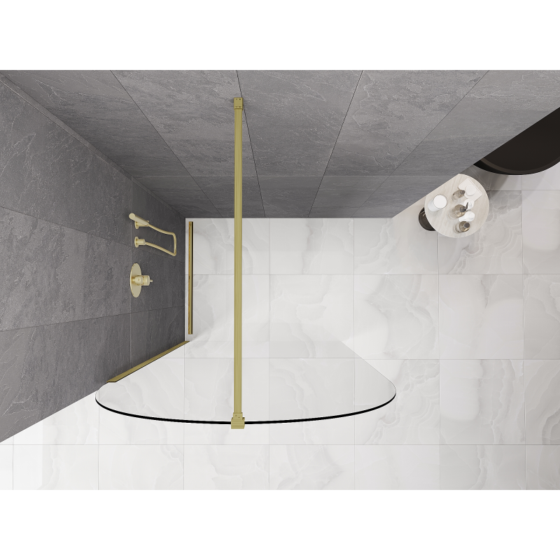 Mexen Kioto-Q paroi de douche Walk-in 110 x 200 cm, transparent 8 mm, or brossé - 800-110-101-55-00-Q