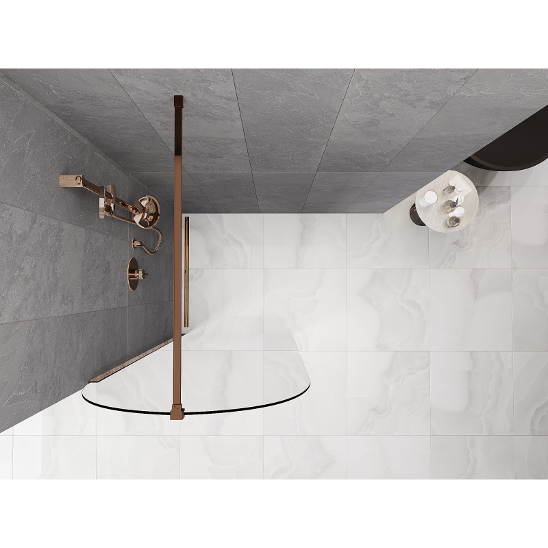 Mexen Kioto-Q Paroi de douche Walk-in 80 x 200 cm, transparent 8 mm, or rose - 800-080-101-60-00-Q
