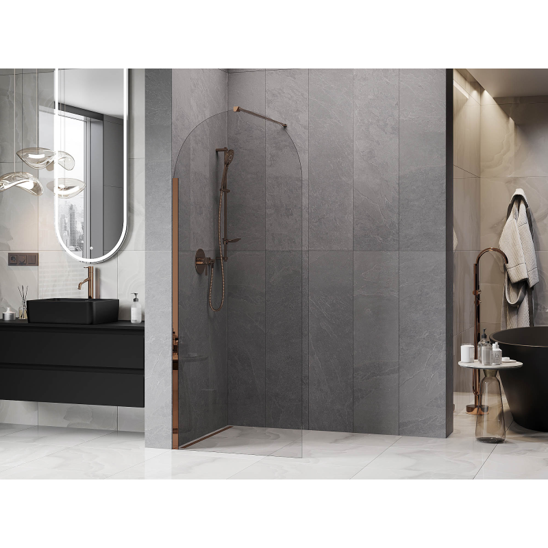 Mexen Kioto-Q Panneau de douche Walk-in 90 x 200 cm, transparent 8 mm, or rose - 800-090-101-60-00-Q