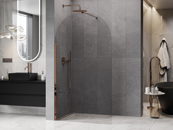 Mexen Kioto-Q paroi de douche Walk-in 100 x 200 cm, transparent 8 mm, or rose - 800-100-101-60-00-Q