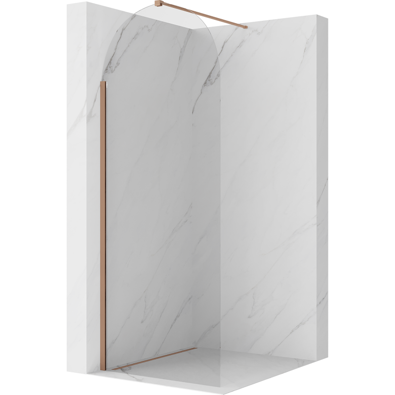 Mexen Kioto-Q Paroi de douche Walk-in 80 x 200 cm, transparent 8 mm, cuivre brossé - 800-080-101-65-00-Q