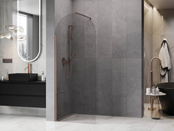 Mexen Kioto-Q Paroi de douche Walk-in 80 x 200 cm, transparent 8 mm, cuivre brossé - 800-080-101-65-00-Q