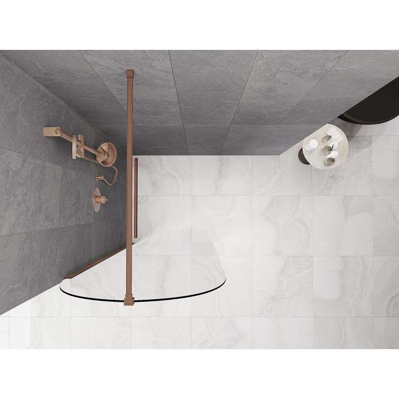 Mexen Kioto-Q Paroi de douche Walk-in 80 x 200 cm, transparent 8 mm, cuivre brossé - 800-080-101-65-00-Q