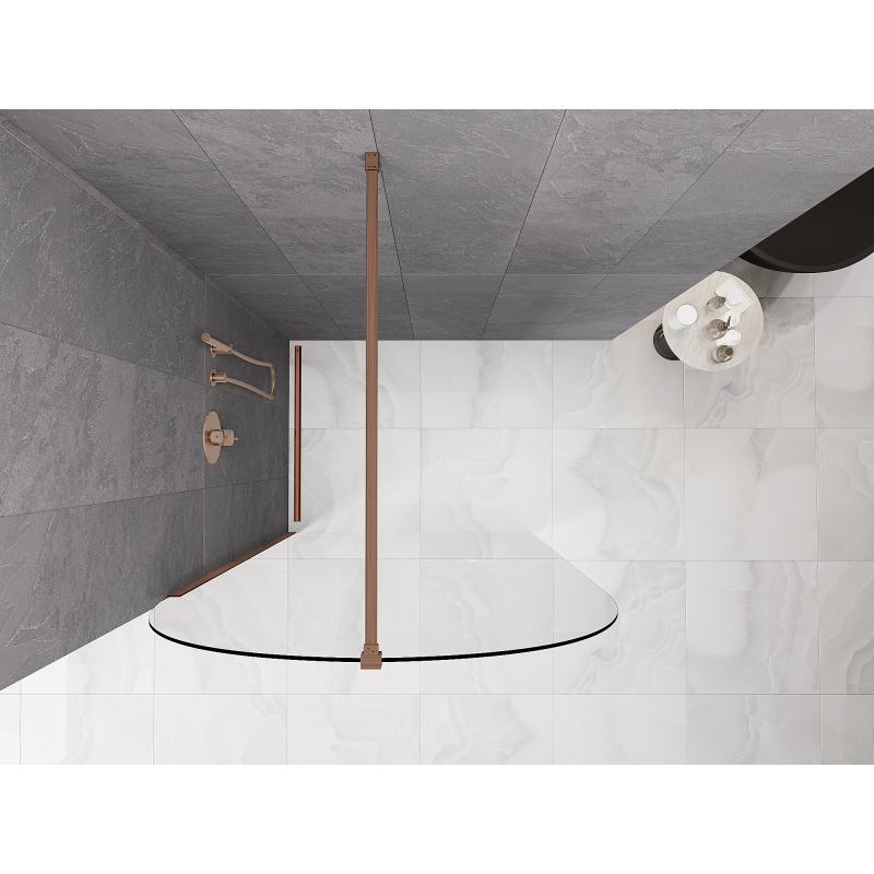 Mexen Kioto-Q paroi de douche Walk-in 110 x 200 cm, transparent 8 mm, cuivre brossé - 800-110-101-65-00-Q