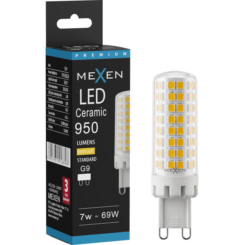 Mexen Aura Ampoule LED G9, 7W, Chaude - 3000K, 950 lm - L121-G9-0730-01