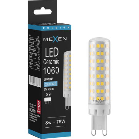 Mexen Aura Ampoule LED G9, 8W, Froid - 6500K, 1060 lm - L121-G9-0865-01