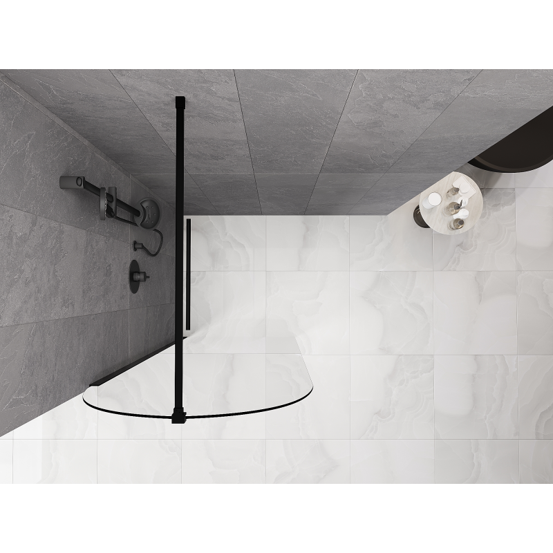 Mexen Kioto-Q Paroi de douche Walk-in 80 x 200 cm, transparente 8 mm, noire - 800-080-101-70-00-Q