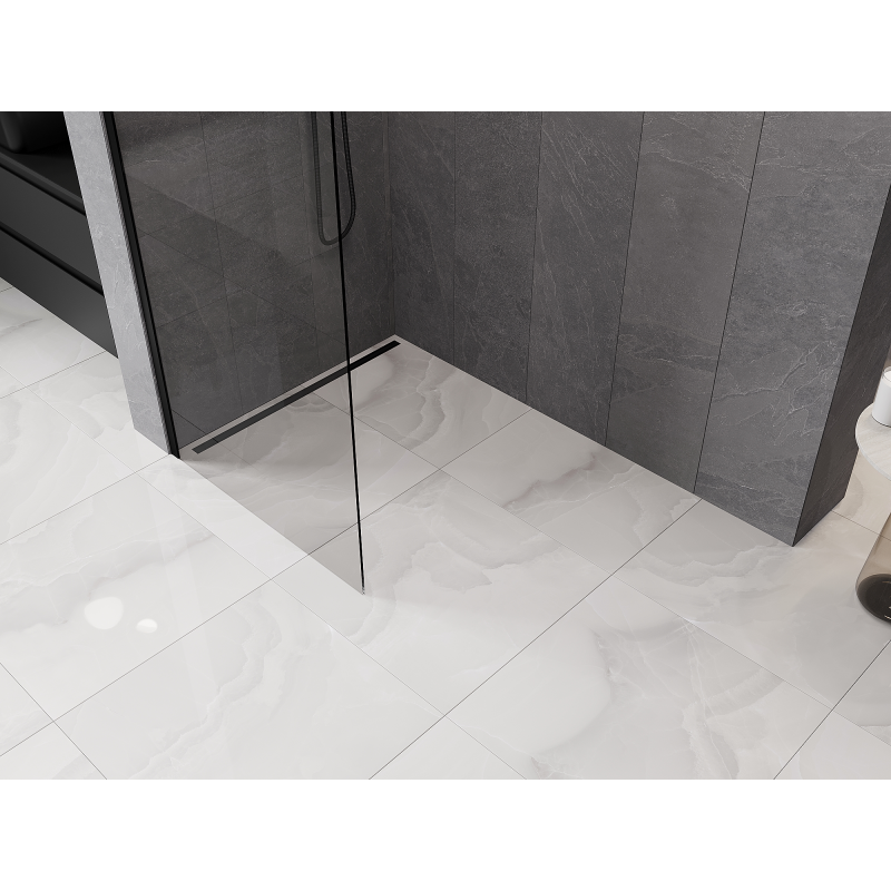 Mexen Kioto-Q Paroi de douche Walk-in 80 x 200 cm, transparente 8 mm, noire - 800-080-101-70-00-Q