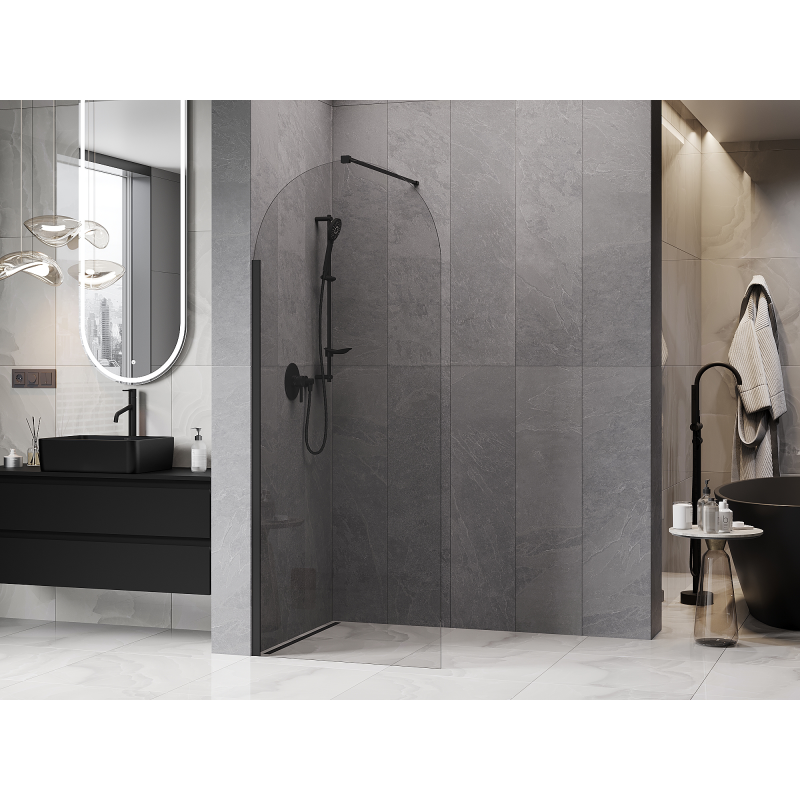 Mexen Kioto-Q Paroi de douche Walk-in 90 x 200 cm, transparent 8 mm, noir - 800-090-101-70-00-Q
