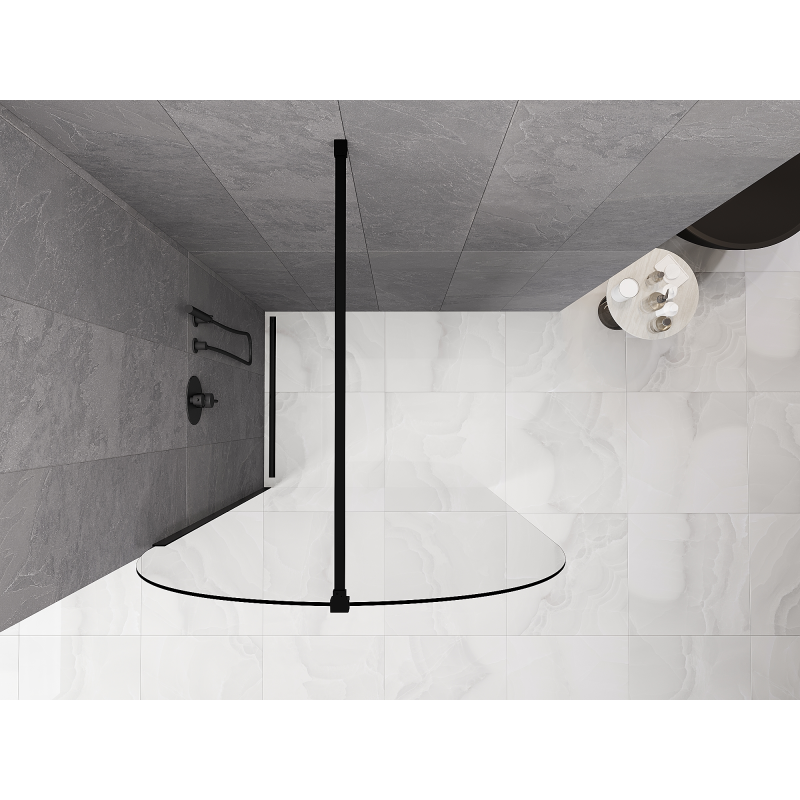 Mexen Kioto-Q paroi de douche Walk-in 100 x 200 cm, transparent 8 mm, noir - 800-100-101-70-00-Q