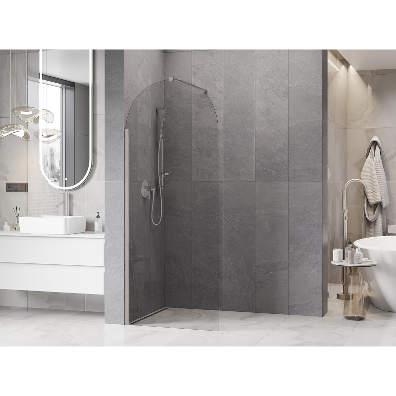 Mexen Kioto-Q paroi de douche Walk-in 80 x 200 cm, transparent 8 mm, nickel brossé - 800-080-101-97-00-Q