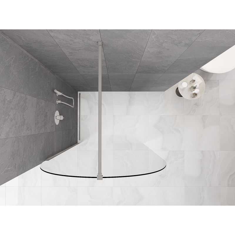 Mexen Kioto-Q paroi de douche Walk-in 100 x 200 cm, transparent 8 mm, nickel brossé - 800-100-101-97-00-Q