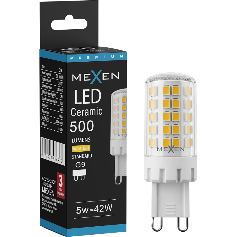 Mexen Aura Ampoule LED dimmable G9, 5W, Froid - 6500K, 520 lm - L122-G9-0565-01
