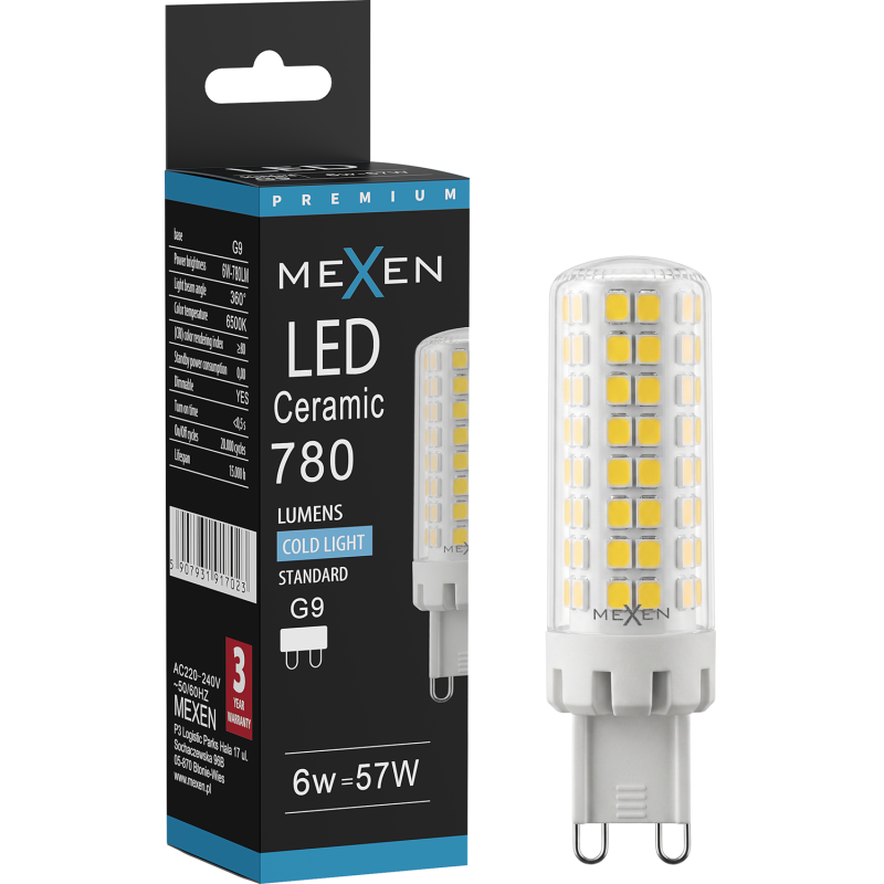 Mexen Aura Ampoule LED dimmable G9, 6W, Froid - 6500K, 780 lm - L122-G9-0665-01