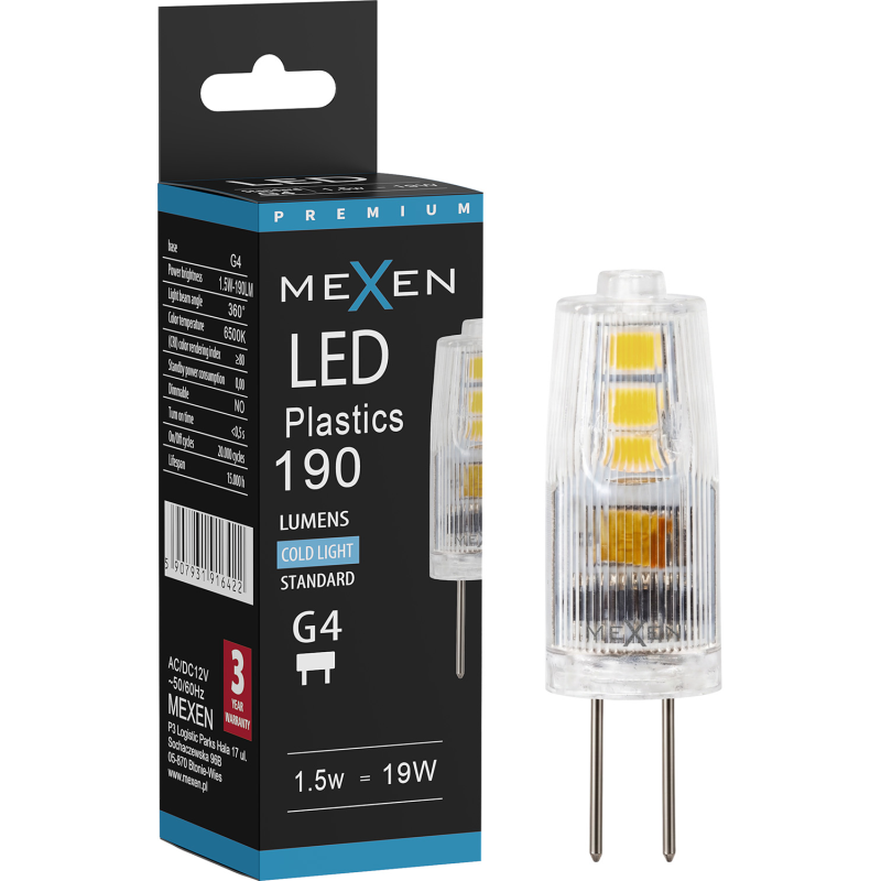 Mexen Oris Ampoule LED G4, 1,5W, Froid - 6500K, 190 lm - L115-G4-0165-01