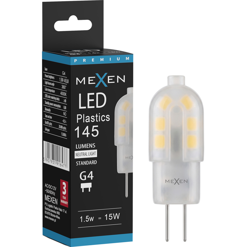 Mexen Oris Ampoule LED G4, 1,5W, Neutre - 4000K, 145 lm - L115-G4-0140-03