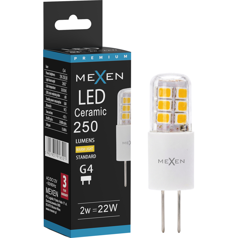 Mexen Oris Ampoule LED G4, 2W, Chaude - 3000K, 250 lm - L115-G4-0230-02
