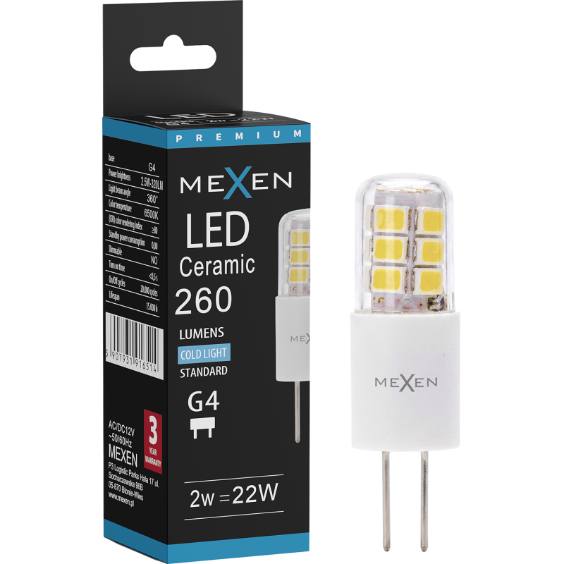 Mexen Oris Ampoule LED G4, 2W, Froid - 6500K, 260 lm - L115-G4-0265-02
