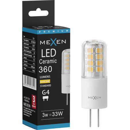 Mexen Oris Ampoule LED G4, 3W, Chaude - 3000K, 360 lm - L115-G4-0330-01