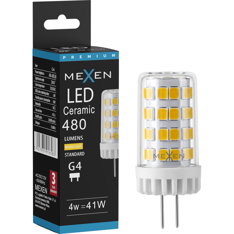 Mexen Oris Ampoule LED G4, 4W, Chaude - 3000K, 480 lm - L115-G4-0430-01