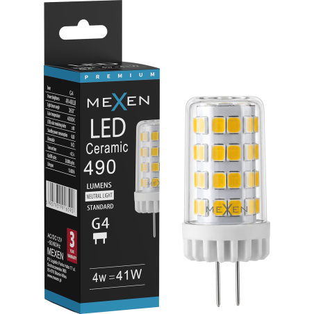 Mexen Oris Ampoule LED G4, 4W, Neutre - 4000K, 490 lm - L115-G4-0440-01