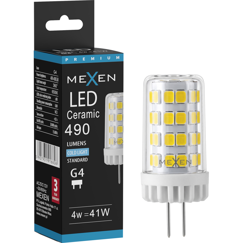 Mexen Oris Ampoule LED G4, 4W, Froid - 6500K, 490 lm - L115-G4-0465-01
