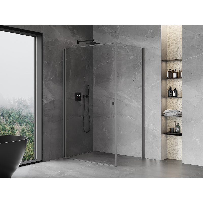 Mexen Mist-B cabine de douche pivotante 80 x 70 cm, transparente, métal gun - 8A2T-080-070-95-00