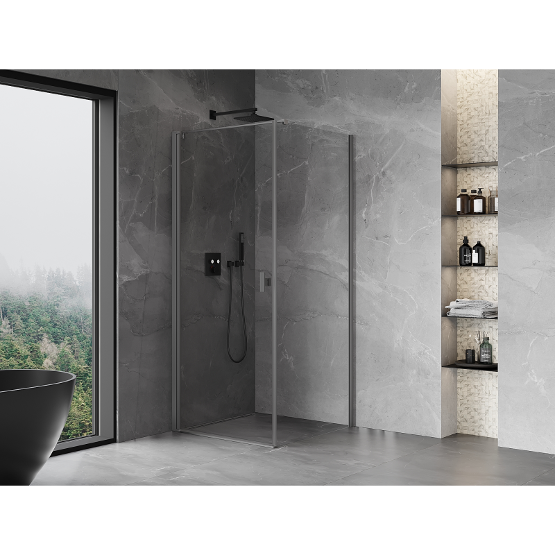 Mexen Mist-B cabine de douche pivotante 75 x 75 cm, transparent, métal gun - 8A2T-075-075-95-00