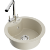 Mexen Diego évier en granit 1 bac avec robinet de cuisine Duero, beige - 6512-69-671600-00