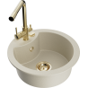 Mexen Diego évier en granit 1-bac avec robinet de cuisine Duero, beige - 6512-69-671600-50