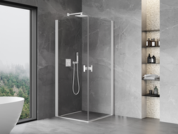 Mexen Mist-B Cabine de douche duo pivotante 70 x 70 cm, transparente, blanche - 8A2-070-070-20-00