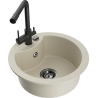 Mexen Diego évier en granit 1 bac avec robinet de cuisine Duero, beige - 6512-69-671600-70
