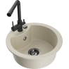 Mexen Diego évier granit 1 bac avec robinet de cuisine Duero, beige - 6512-69-671600-70