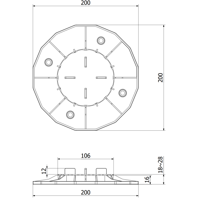 Mexen UniC support de terrasse réglable pour dalles 18-28 mm - C9901-020-030 - C9902-018-028