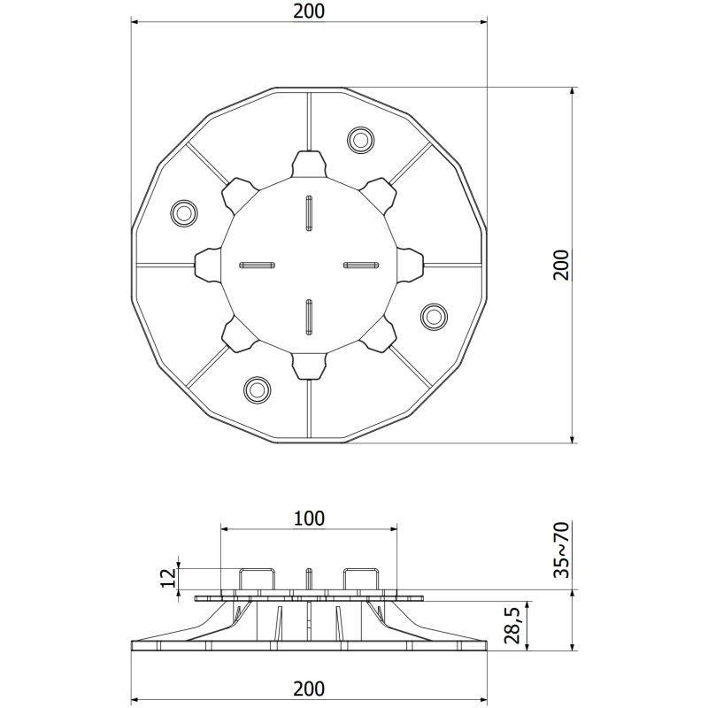 Mexen UniC support de terrasse réglable pour dalles 35-70 mm - C9902-035-070