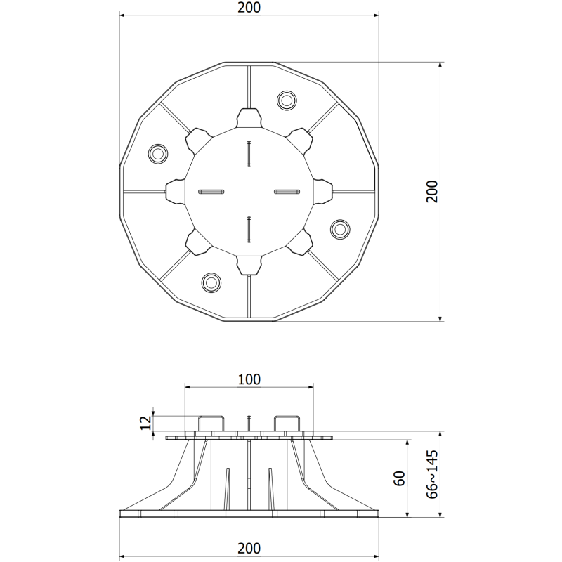 Mexen UniC support de terrasse réglable pour dalles 66-145 mm - C9902-066-145