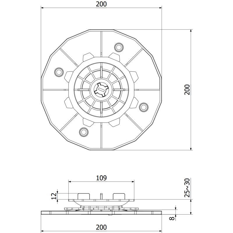 Mexen UniC support de terrasse réglable auto-nivelant pour dalles 25-30 mm - C9903-025-030