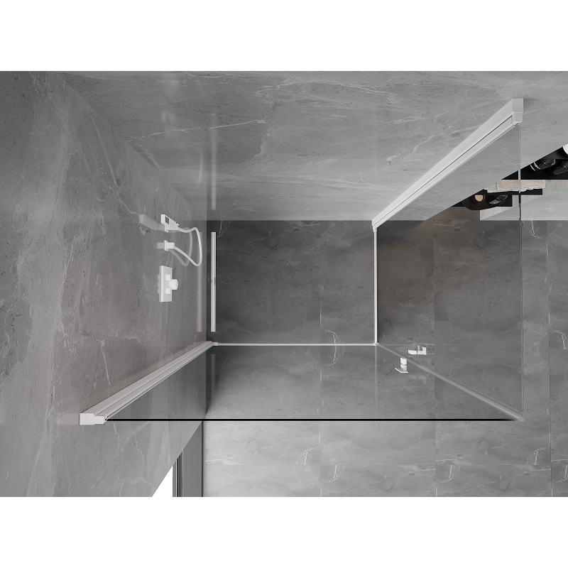 Mexen Mist-B Cabine de douche duo pivotante 90 x 80 cm, transparente, blanche - 8A2-090-080-20-00