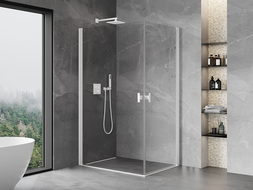 Mexen Mist-B Duo cabine de douche pivotante 95 x 80 cm, transparent, blanc - 8A2-095-080-20-00