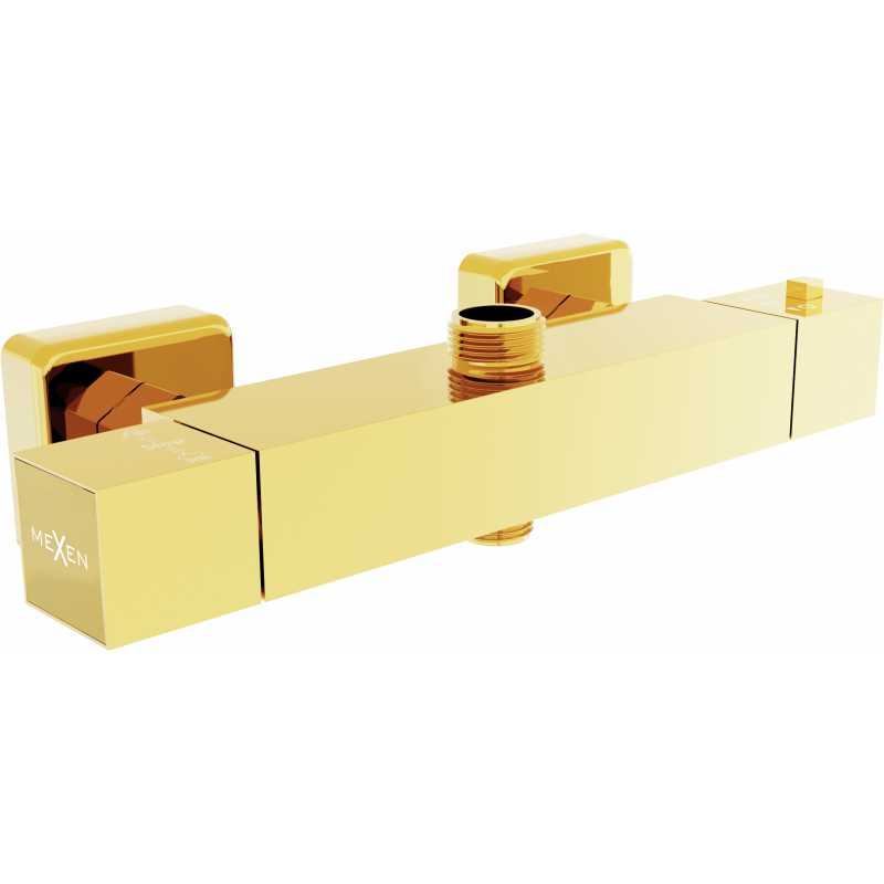 Mexen Cube robinet de douche thermostatique, doré - 77250-50