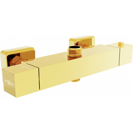 Mexen Cube robinet de douche thermostatique, or - 77250-50