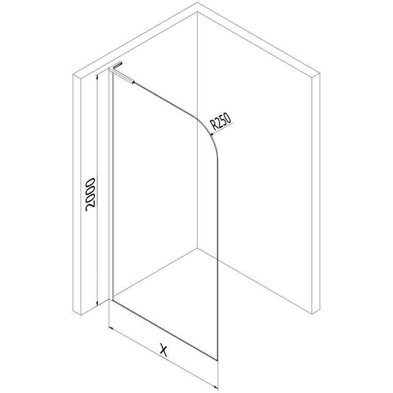Mexen Kioto-P L paroi de douche Walk-in 80 x 200 cm, transparent 8 mm, blanc - 800-080-103-20-00-P