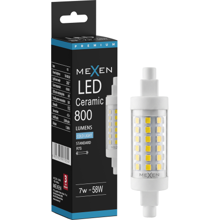 Mexen Vega Ampoule LED dimmable R7S, 7W, Froid - 6500K, 800 lm - L125-R7S-0765-01