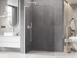 Mexen Kioto-P L paroi de douche Walk-in 90 x 200 cm, transparent 8 mm, blanc - 800-090-103-20-00-P