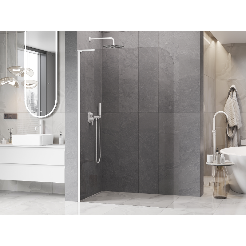 Mexen Kioto-P L Paroi de douche Walk-in 110 x 200 cm, transparente 8 mm, blanche - 800-110-103-20-00-P