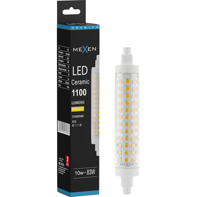 Mexen Vega Ampoule LED dimmable R7S, 10W, Chaud - 3000K, 1100 lm - L125-R7S-1030-02