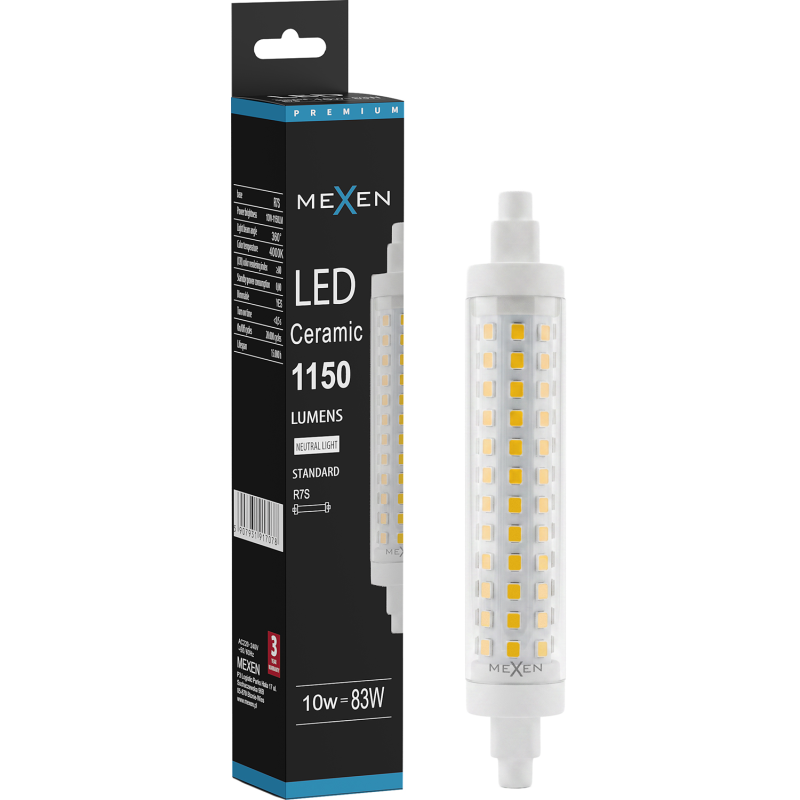 Mexen Vega Ampoule LED dimmable R7S, 10W, Neutre - 4000K, 1150 lm - L125-R7S-1040-02