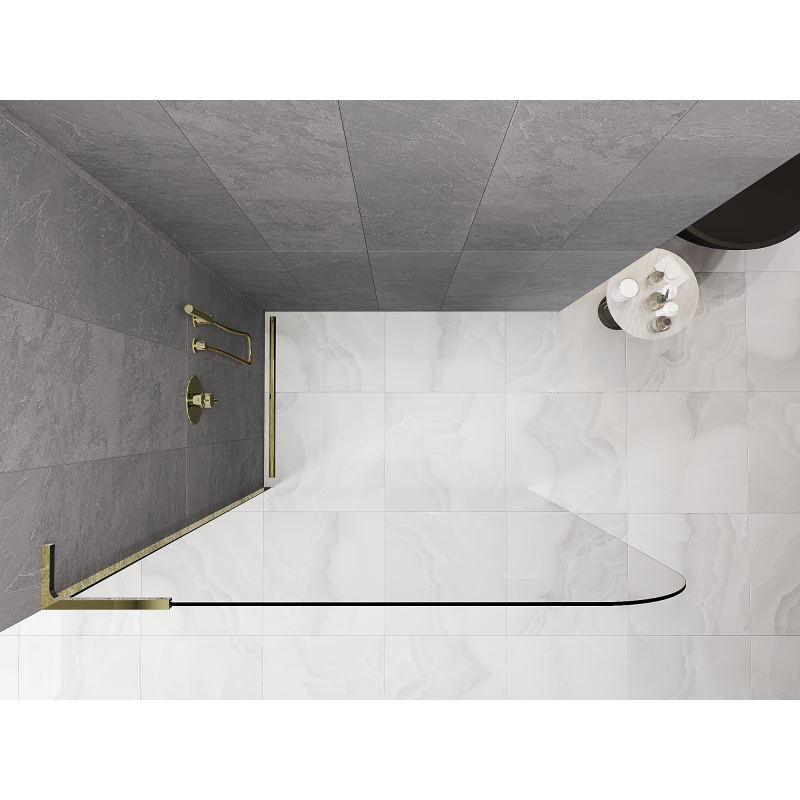 Mexen Kioto-P L Paroi de douche Walk-in 80 x 200 cm, transparent 8 mm, dorée - 800-080-103-50-00-P