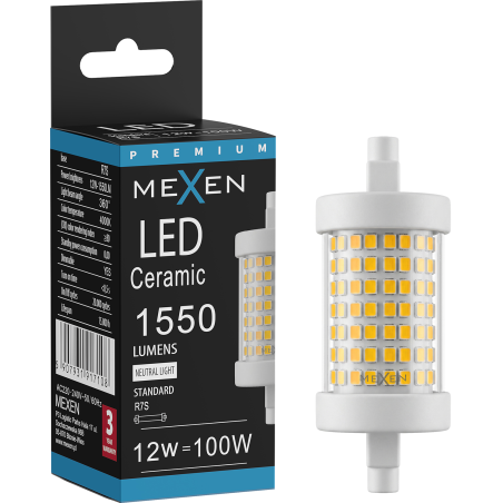 Mexen Vega Ampoule LED dimmable R7S, 12W, Neutre - 4000K, 1550 lm - L125-R7S-1240-01
