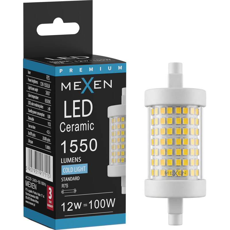 Mexen Vega Ampoule LED dimmable R7S, 12W, Froide - 6500K, 1550 lm - L125-R7S-1265-01